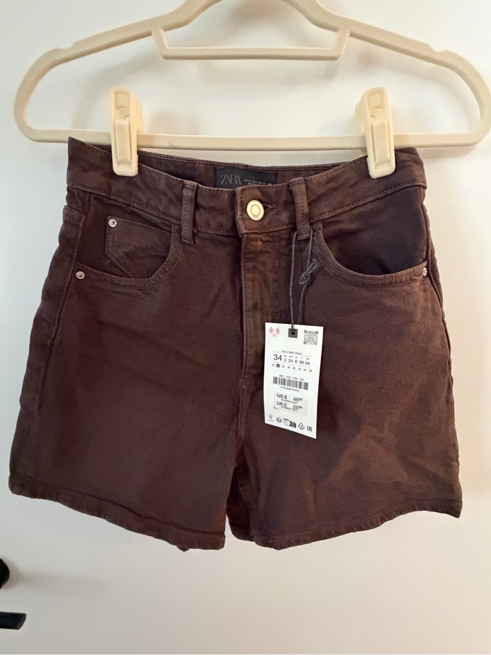 Zara Dark Brown Women's Denim Shorts